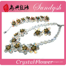 Australian Crystal Jewelry Set Green Crystal Flower Crystal Collection Jewelry